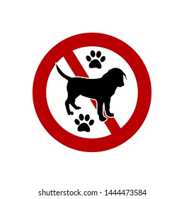 A red circle on a white background, a stop sign. No Pets allowed