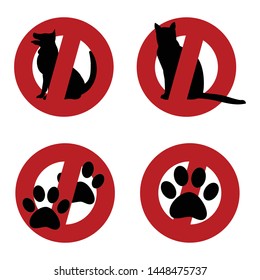 A red circle on a white background, a stop sign. No Pets allowed