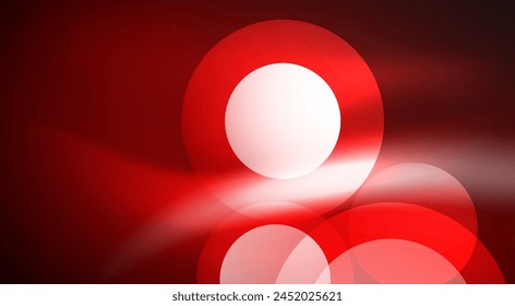 A red circle on a white background symbolizes carmine gas on an astronomical object. The pattern could be seen through macro photography in darkness, resembling automotive lighting event