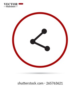 The red circle on a white background with shadow.  web icon share vector illustration, EPS 10