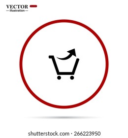 The red circle on a white background with shadow.  remove from the shopping cart, vector illustration, EPS 10