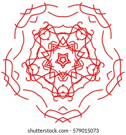 Red circle ornament design element, vector graphics.