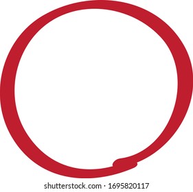 Red circle pen draw. Highlight hand drawn circle isolated on white background. Handwritten red circle. For marker pen, pencil, logo and text check. Vector illustration