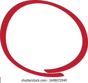 Red Circle Pen Draw. Highlight Hand Drawn Circle Isolated On White Background. Handwritten Red Circle. For Marker Pen, Pencil, Logo And Text Check. Vector Illustration