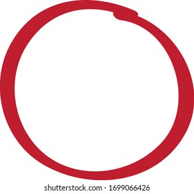 Red Circle Pen Draw. Highlight Hand Drawn Circle Isolated On White Background. Handwritten Red Circle. For Marker Pen, Pencil, Logo And Text Check. Vector Illustration