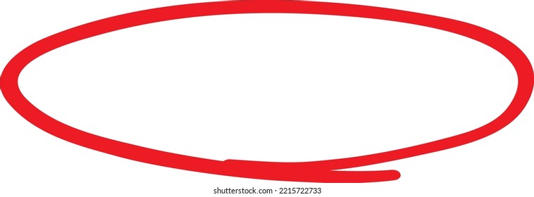 Red circle, pen draw. Highlight hand drawing different circles isolated on background. Handwritten red circle. For marking text, numbers, marker pen, pencil, logo and text check, vector illustration