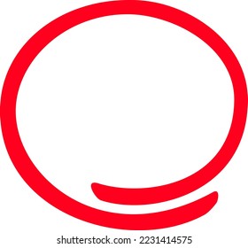 Red circle, pen draw. Highlight hand drawing circle isolated on background. Handwritten red circle. For marking text, numbers, marker pen, pencil, logo and text check, vector illustration