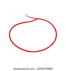 Red circle, pen draw. Highlight hand drawing circle isolated on white background. Handwritten red circle. For marking text, numbers, marker pen, pencil, logo and text check, vector illustration eps 10