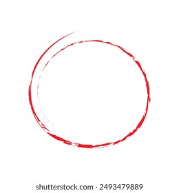 Red circle, pen draw. Highlight hand drawing circle isolated on white background. Handwritten red circle. For marking text, numbers, marker pen, pencil, logo and text check, vector illustration eps 10