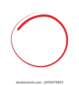 Red circle, pen draw. Highlight hand drawing circle isolated on white background. Handwritten red circle. For marking text, numbers, marker pen, pencil, logo and text check, vector illustration eps 10