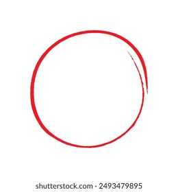 Círculo rojo, dibujo a lápiz. Resalte el círculo de dibujo a mano aislado sobre fondo blanco. Círculo rojo escrito a mano. Para marcar texto, números, rotulador, lápiz, logotipo y texto, Ilustración vectorial eps 10