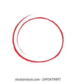 Red circle, pen draw. Highlight hand drawing circle isolated on white background. Handwritten red circle. For marking text, numbers, marker pen, pencil, logo and text check, vector illustration eps 10