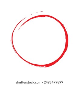 Red circle, pen draw. Highlight hand drawing circle isolated on white background. Handwritten red circle. For marking text, numbers, marker pen, pencil, logo and text check, vector illustration eps 10