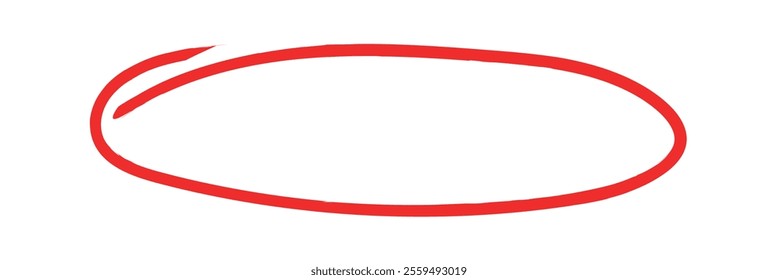 Red circle pen draw. Highlight hand drawn circle isolated on white background. Handwritten green circle. For marker pen, pencil, logo and text check. Vector illustration