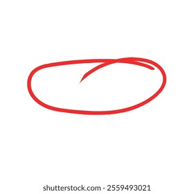 Red circle pen draw. Highlight hand drawn circle isolated on white background. Handwritten green circle. For marker pen, pencil, logo and text check. Vector illustration