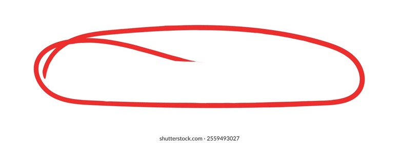 Red circle pen draw. Highlight hand drawn circle isolated on white background. Handwritten green circle. For marker pen, pencil, logo and text check. Vector illustration