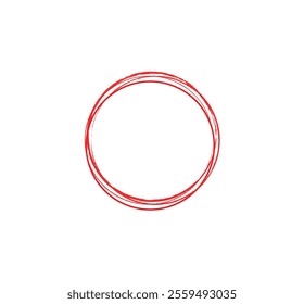 Red circle pen draw. Highlight hand drawn circle isolated on white background. Handwritten green circle. For marker pen, pencil, logo and text check. Vector illustration