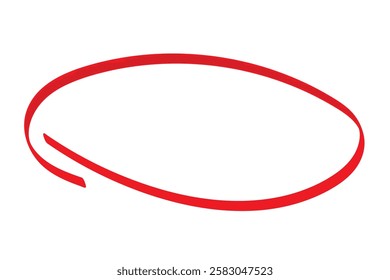 Red circle pen draw. Highlight hand drawn circle isolated on white background. Handwritten red circle. For marker pen, pencil, logo and text check. Vector illustration