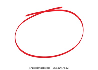 Red circle pen draw. Highlight hand drawn circle isolated on white background. Handwritten red circle. For marker pen, pencil, logo and text check. Vector illustration