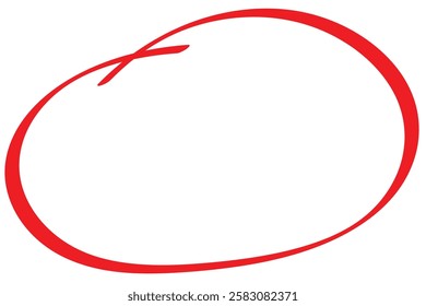 Red circle pen draw. Highlight hand drawn red mark. For marker pen, pencil, logo and text check. Vector illustration