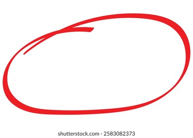 Red circle pen draw. Highlight hand drawn red mark. For marker pen, pencil, logo and text check. Vector illustration