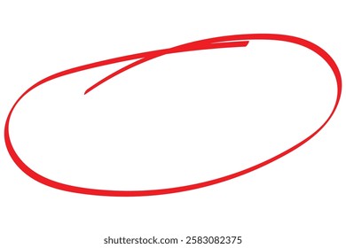 Red circle pen draw. Highlight hand drawn red mark. For marker pen, pencil, logo and text check. Vector illustration