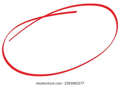 Red circle pen draw. Highlight hand drawn red mark. For marker pen, pencil, logo and text check. Vector illustration