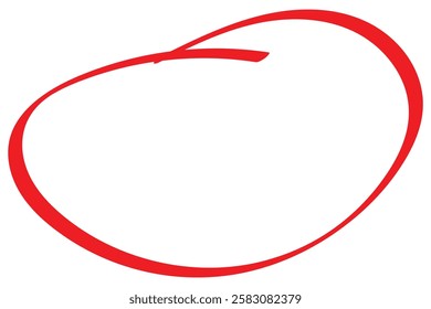 Red circle pen draw. Highlight hand drawn red mark. For marker pen, pencil, logo and text check. Vector illustration