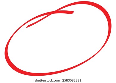 Red circle pen draw. Highlight hand drawn red mark. For marker pen, pencil, logo and text check. Vector illustration