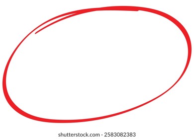 Red circle pen draw. Highlight hand drawn red mark. For marker pen, pencil, logo and text check. Vector illustration