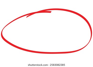 Red circle pen draw. Highlight hand drawn red mark. For marker pen, pencil, logo and text check. Vector illustration