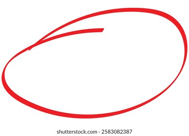 Red circle pen draw. Highlight hand drawn red mark. For marker pen, pencil, logo and text check. Vector illustration