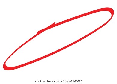 Red circle , pen draw. Highlight hand drawing circle . Handwritten highlighter red circle for marking text, numbers, marker pen, pencil. eps 10