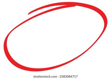 Red circle pen draw. Oval highlight hand drawn circle isolated on white background. Hand drawn red crayon ovals or circles mark. Handwritten red circle. Vector elements for hand drawn diagrams. 