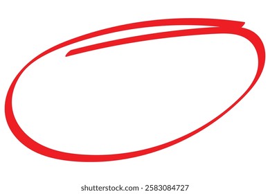 Red circle pen draw. Oval highlight hand drawn circle isolated on white background. Hand drawn red crayon ovals or circles mark. Handwritten red circle. Vector elements for hand drawn diagrams. 