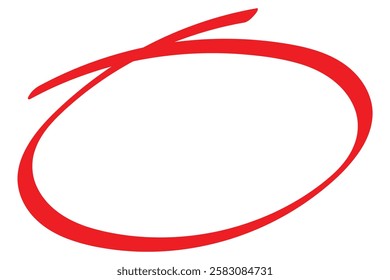 Red circle pen draw. Oval highlight hand drawn circle isolated on white background. Hand drawn red crayon ovals or circles mark. Handwritten red circle. Vector elements for hand drawn diagrams. 