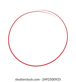 Red circle pen draw. Red circle set, pen draw. Highlight hand drawing circle on isolated background. Handwritten red circle. For marking text, numbers, marker pen, pencil, logo and text check. Eps 10.