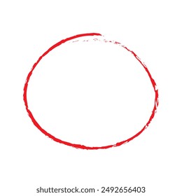 Red circle, pen draw set. Highlight hand drawn circle isolated on background. Handwritten red circle. For marker pen, pencil, logo and text check. Circle vector illustration