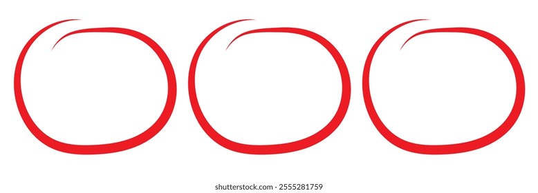 Red circle, pen draw set. Highlight hand drawn circle isolated on background.  red circle.  marker pen, pencil, logo and text check. Circle vector design eps 10 