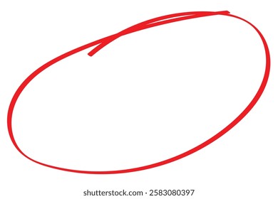 Red circle pen draw set. Highlight oval circle frame. Doodle hand drawn pencil lines red circle. For marker pen, pencil, logo and text check. Vector illustration