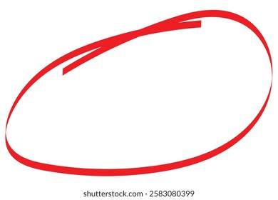 Red circle pen draw set. Highlight oval circle frame. Doodle hand drawn pencil lines red circle. For marker pen, pencil, logo and text check. Vector illustration