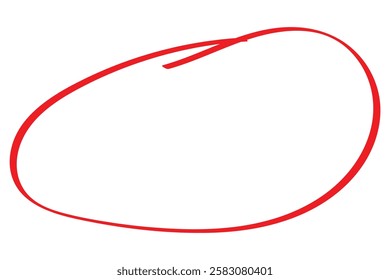 Red circle pen draw set. Highlight oval circle frame. Doodle hand drawn pencil lines red circle. For marker pen, pencil, logo and text check. Vector illustration