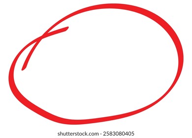 Red circle pen draw set. Highlight oval circle frame. Doodle hand drawn pencil lines red circle. For marker pen, pencil, logo and text check. Vector illustration