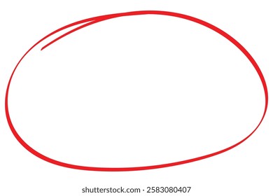 Red circle pen draw set. Highlight oval circle frame. Doodle hand drawn pencil lines red circle. For marker pen, pencil, logo and text check. Vector illustration