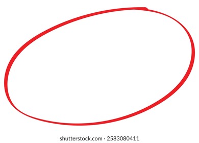 Red circle pen draw set. Highlight oval circle frame. Doodle hand drawn pencil lines red circle. For marker pen, pencil, logo and text check. Vector illustration