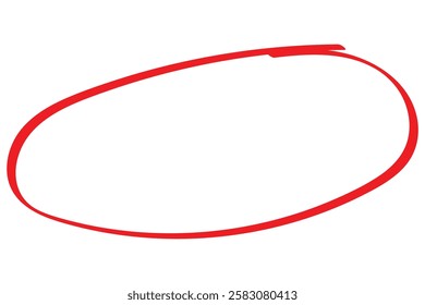 Red circle pen draw set. Highlight oval circle frame. Doodle hand drawn pencil lines red circle. For marker pen, pencil, logo and text check. Vector illustration