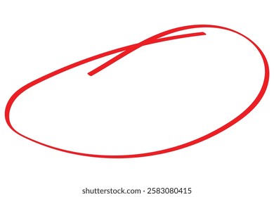 Red circle pen draw set. Highlight oval circle frame. Doodle hand drawn pencil lines red circle. For marker pen, pencil, logo and text check. Vector illustration