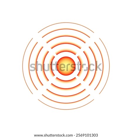 Red circle pinpointing aching place. Hurt body part icon. Sore region marker for pain relief ads. Localization sign for discomfort zone. Medical information graphic