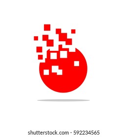 Red Circle Pixel Spread Logo Template Illustration Design. Vector EPS 10.