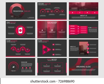 Red circle presentation templates, Infographic elements template flat design set for annual report brochure flyer leaflet marketing advertising banner template